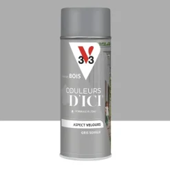 Aérosol Peinture pour Bois Extérieurs V33 Couleurs d'ICI Velours Gris soyeux