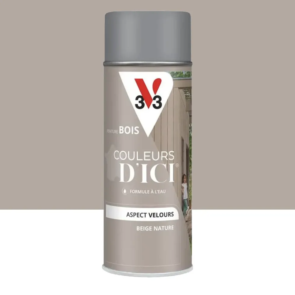 Aérosol Peinture pour Bois Extérieurs V33 Couleurs d'ICI Velours Beige nature