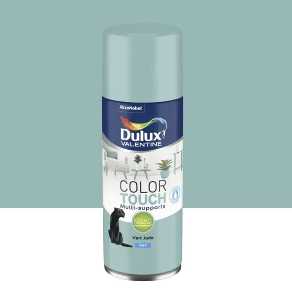 Bombe aérosol de peinture DULUX VALENTINE Color Touch Vert jade mat