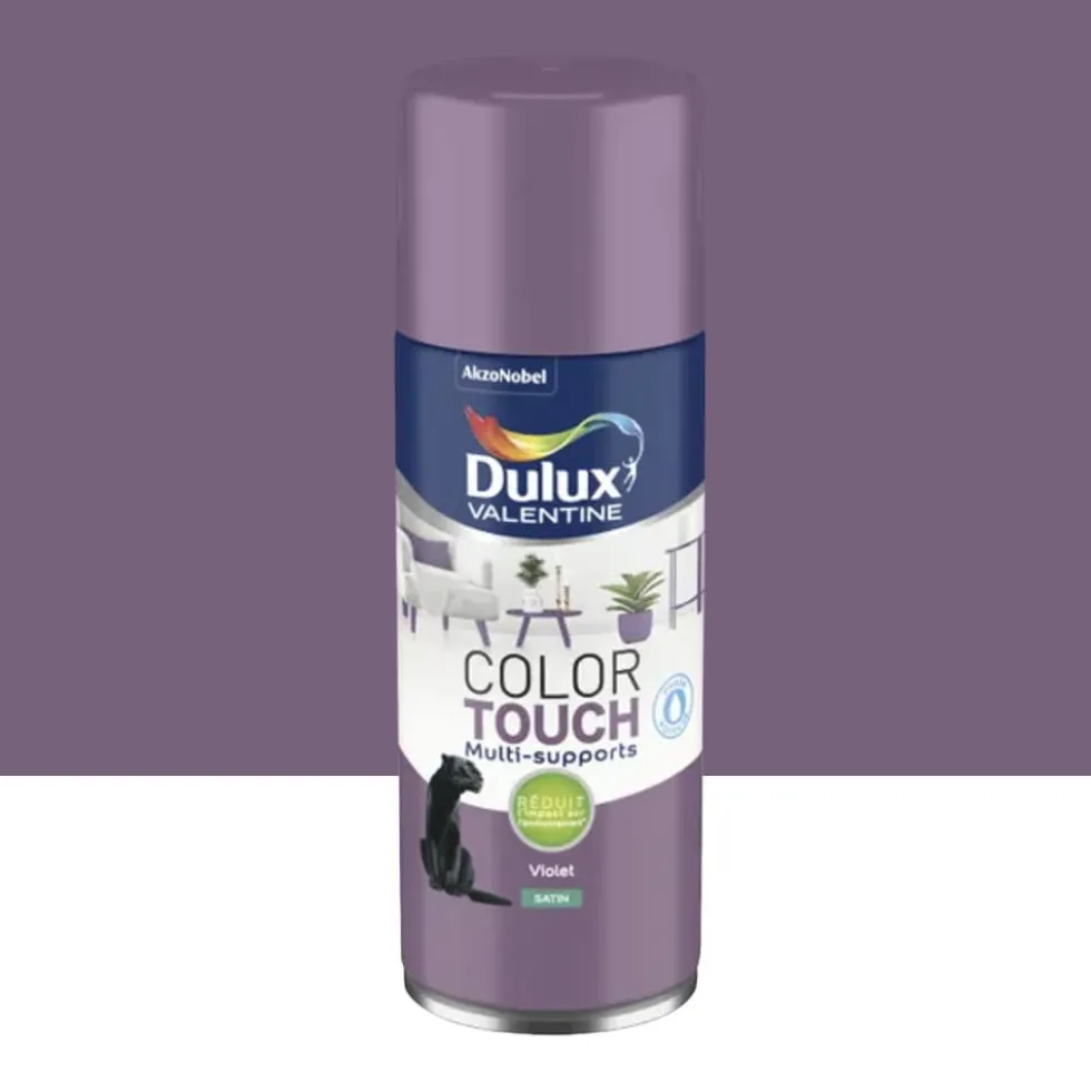 Bombe aérosol de peinture DULUX VALENTINE Color Touch Violet satin