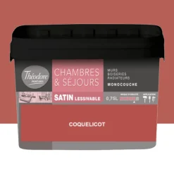 Chambres & Séjours Théodore Satin Monocouche Coquelicot