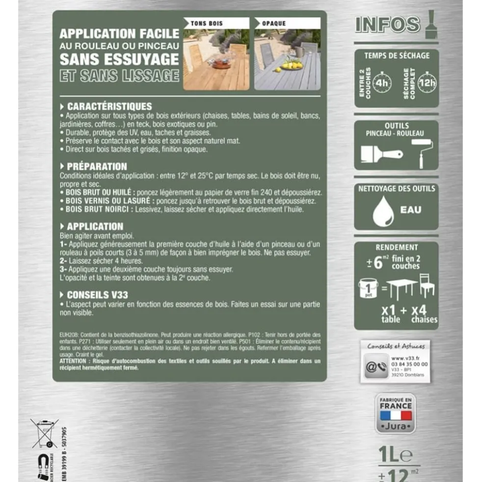 Huile Haute protection V33 Parme grisée