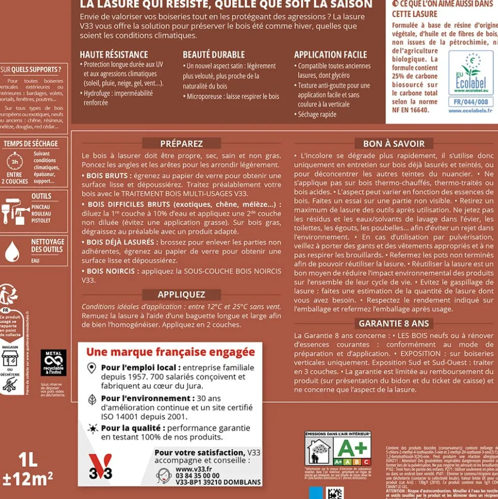 Lasure 8 ans V33 Haute Saison Noir charbon