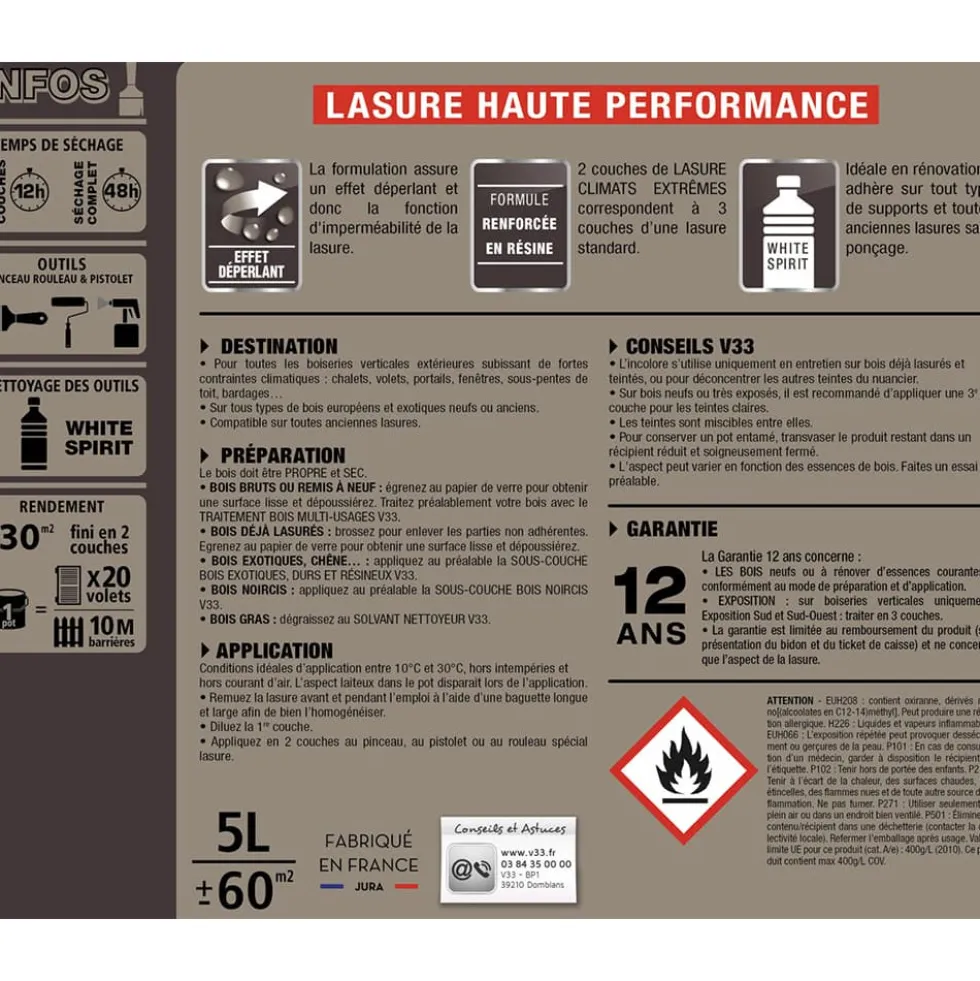 Lasure Climats Extrêmes 12ans Hautes performances V33 Incolore