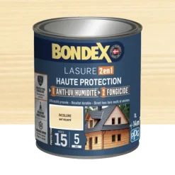 Lasure 2en1 BONDEX Haute Protection 5ans Incolore Mat velouté