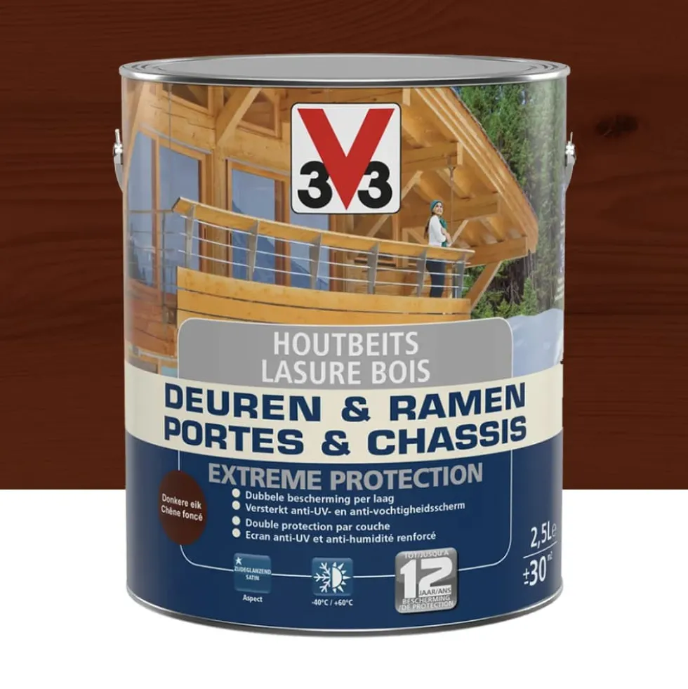 Lasure Extreme Protection V33 Portes & Châssis Chêne foncé