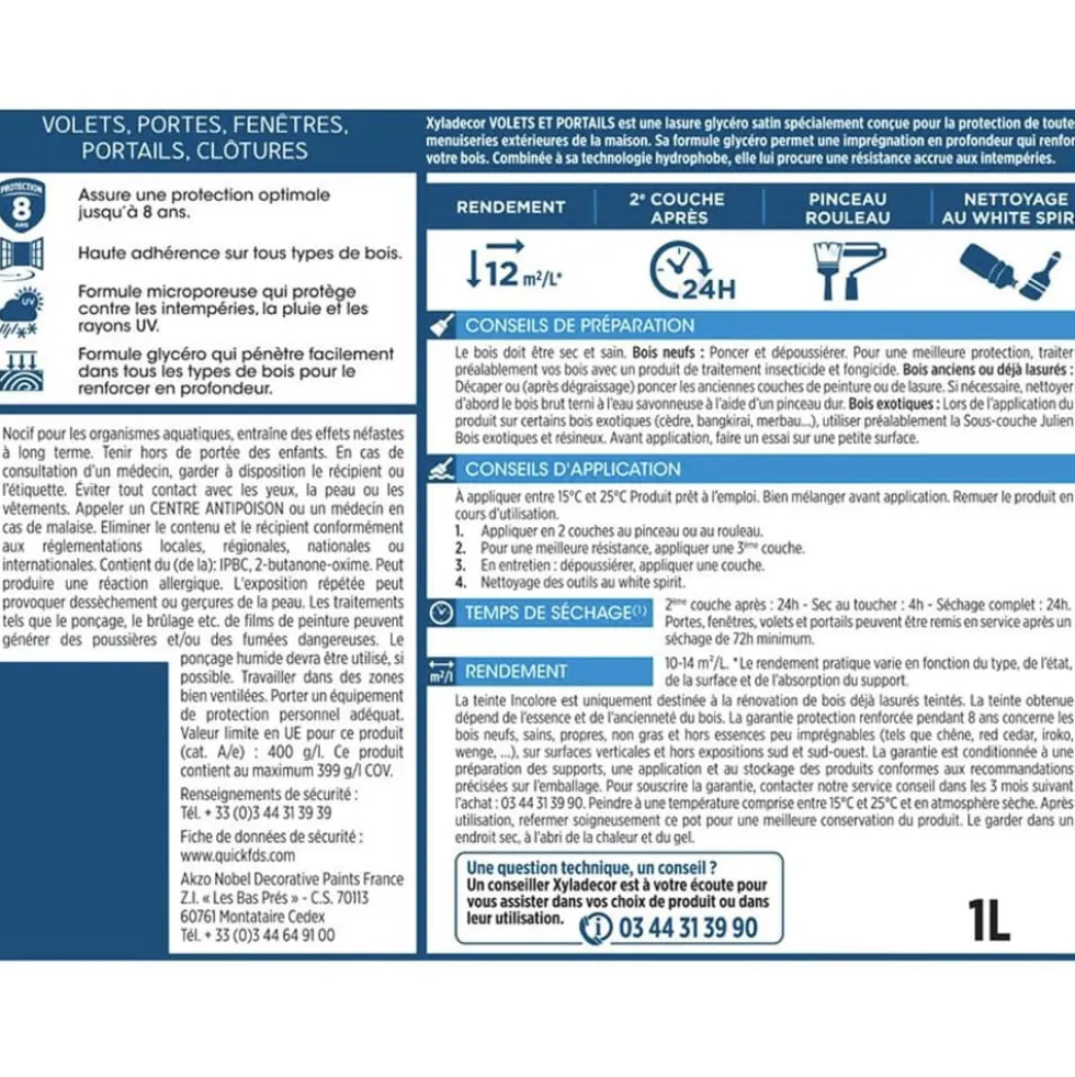 Lasure Xyladécor Volets & Portails Glycéro 8ans Chêne