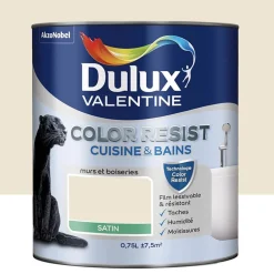 Peinture acrylique Dulux Valentine Color Resist Cuisine & Bains Ivoirine