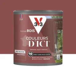 Peinture Acrylique pour Bois Extérieurs 10 ans V33 Couleurs d'ICI Velours Rouge intense