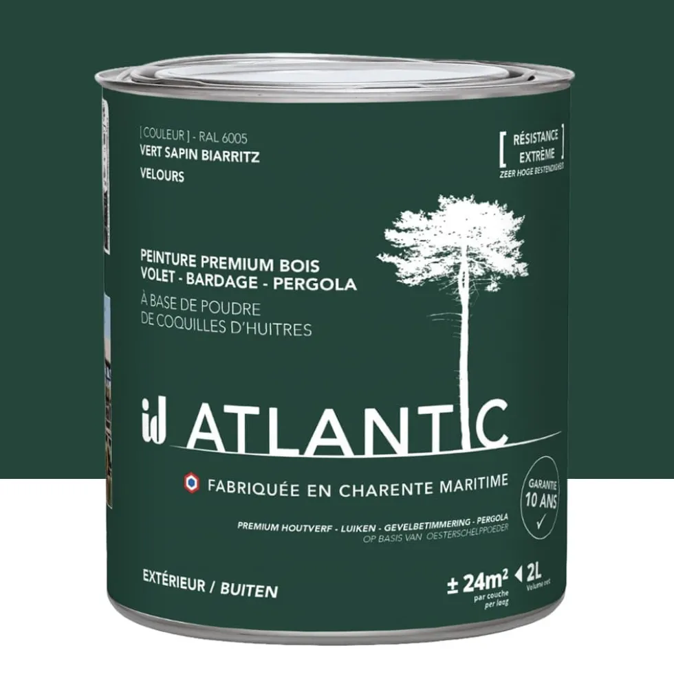 Peinture acrylique pour boiseries extérieures ID Atlantic Vert sapin Biarritz Velours