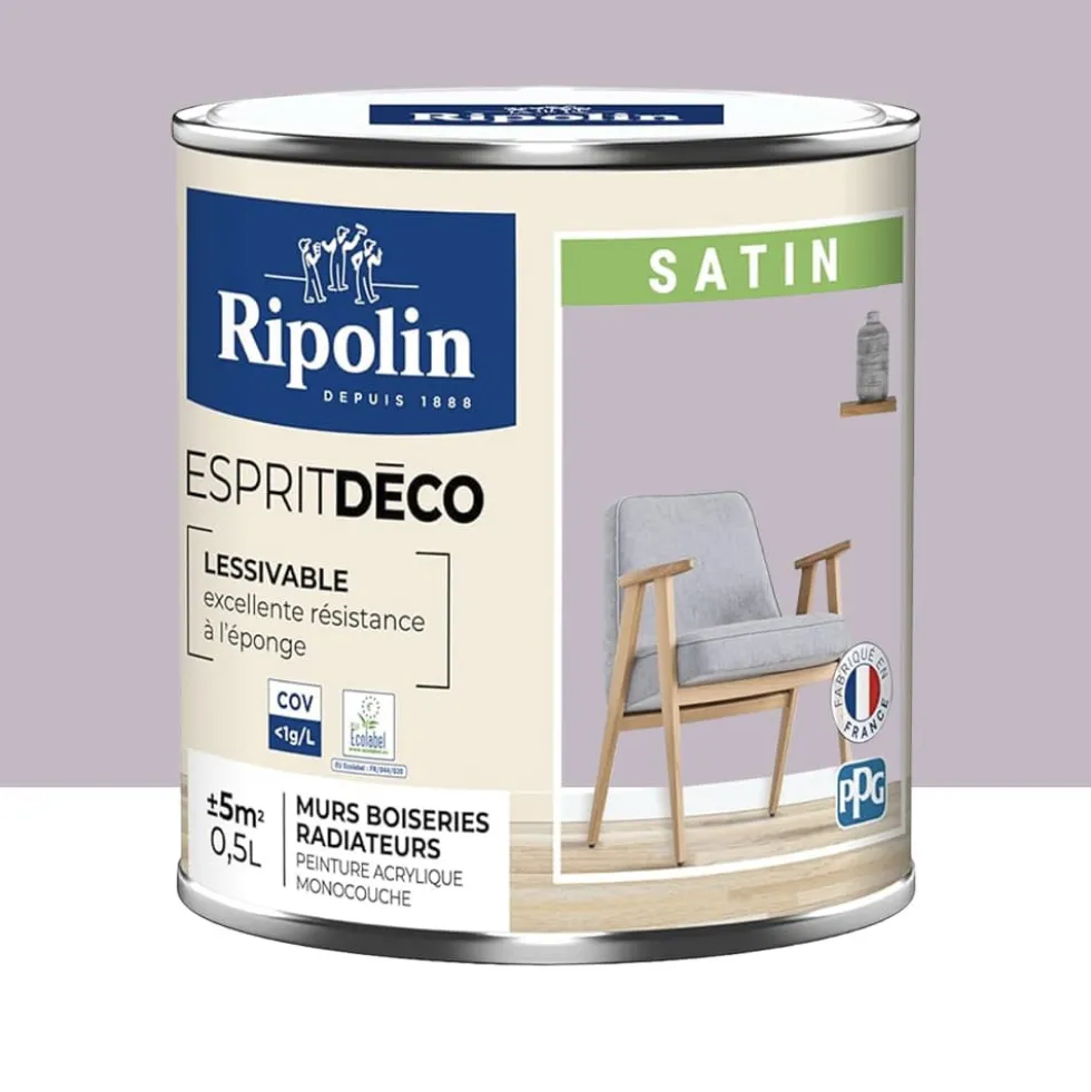 Peinture acrylique RIPOLIN Esprit Déco Satin Mauve Carex