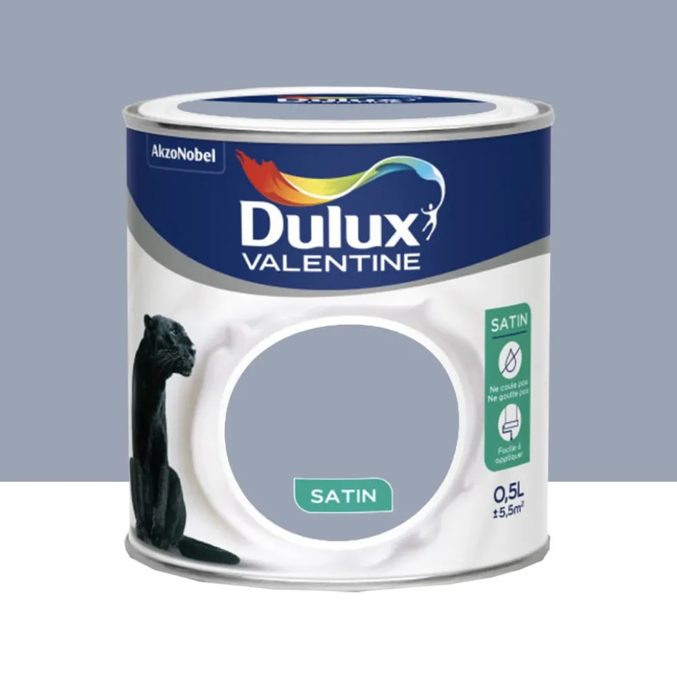 Peinture acrylique satin DULUX VALENTINE Crème de couleur Lune cendrée