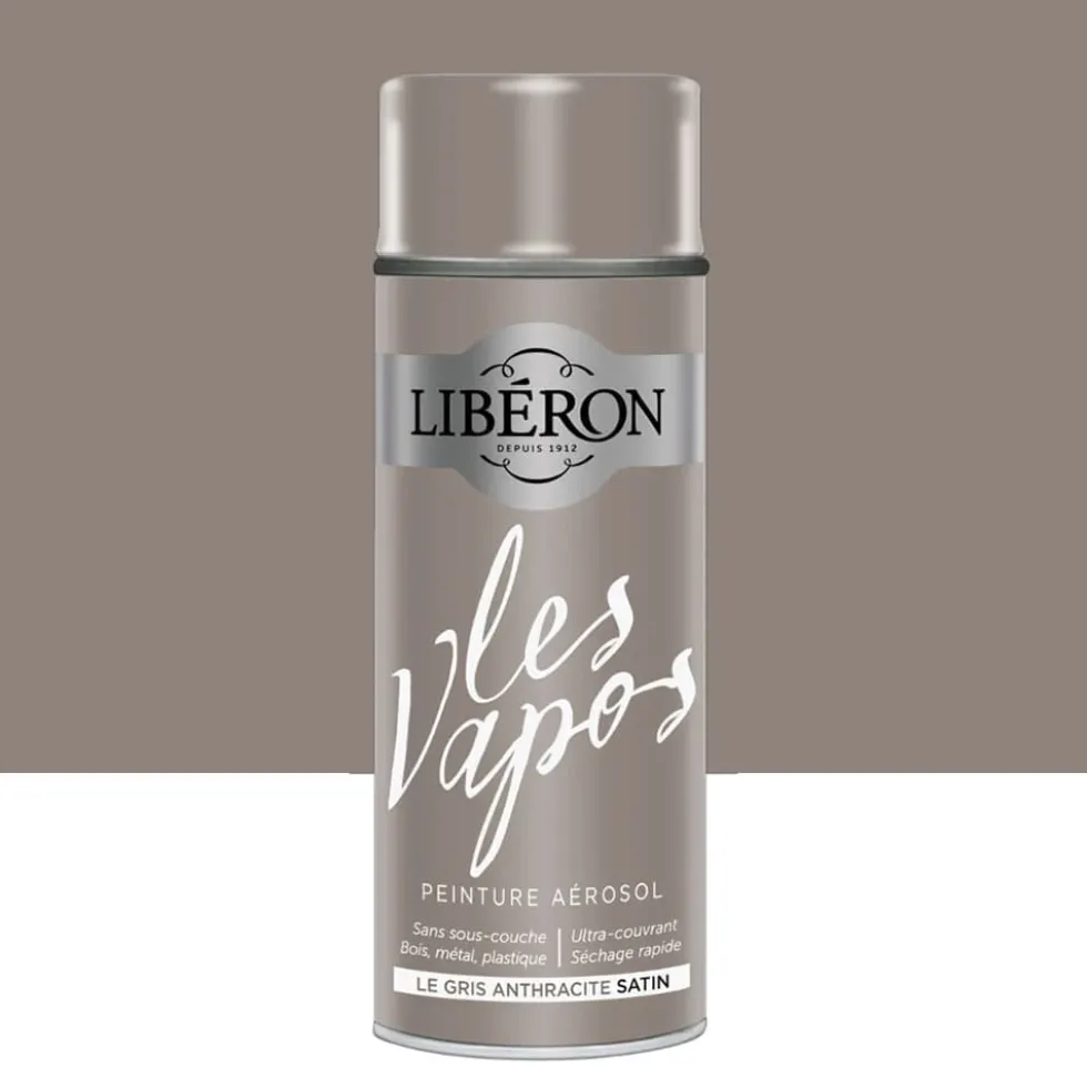 Peinture aérosol LIBÉRON Les Vapos Satin Le Gris Anthracite