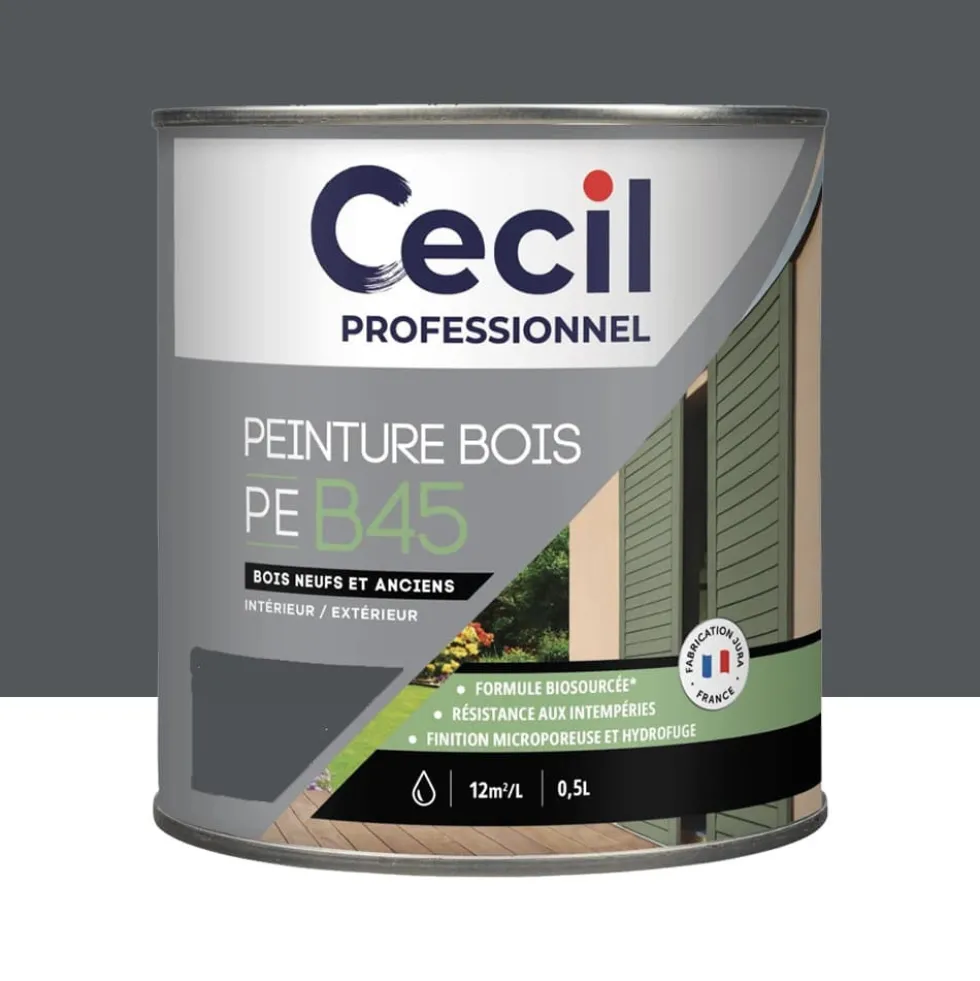 Peinture Bois Acrylique Cécil Professionnel PEB45 Anthracite