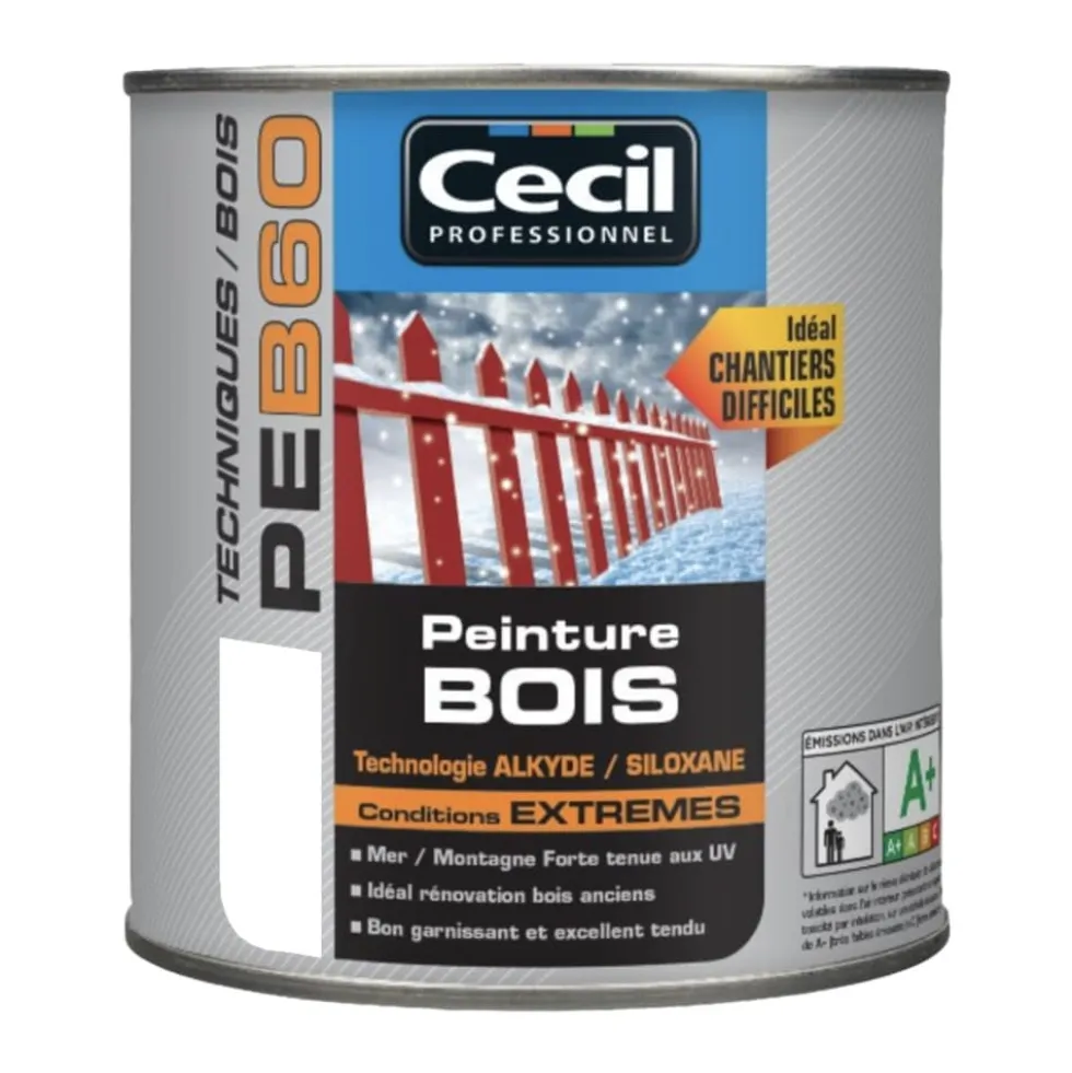 Peinture Bois Cécil Professionnel PEB60 Blanc brillant