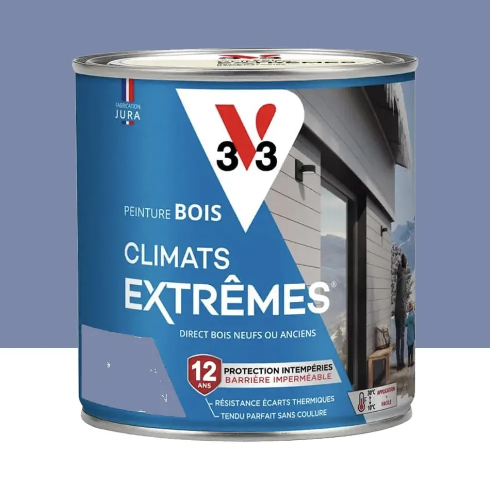 Peinture bois V33 Climats Extrêmes Satin Bleu provence