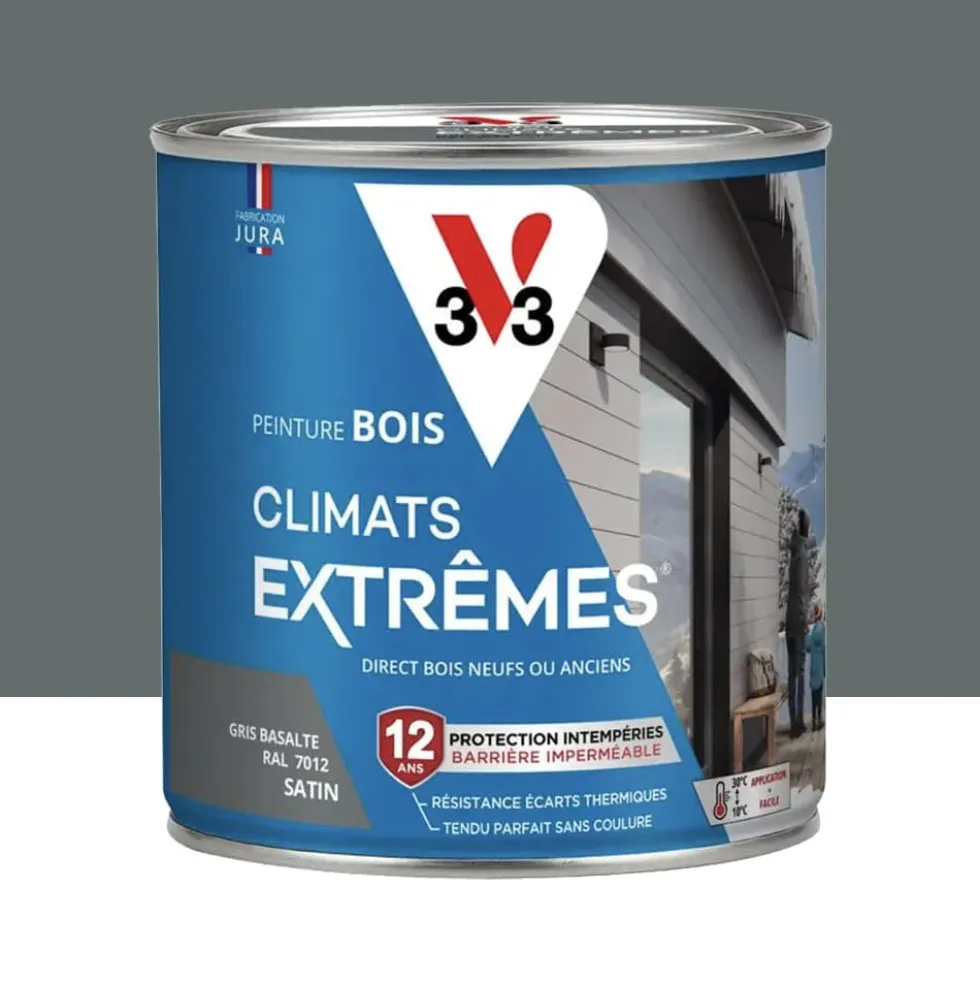 Peinture bois V33 Climats Extrêmes Satin Gris basalte
