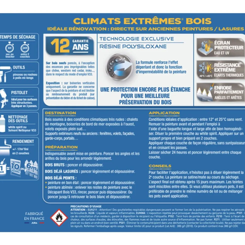 Peinture bois V33 Climats Extrêmes Satin Sable