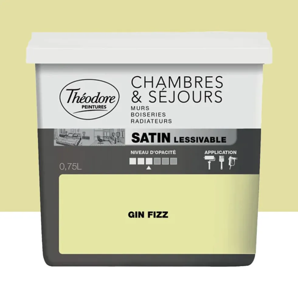 Peinture Chambres & Séjours Théodore Satin lessivable Gin fizz
