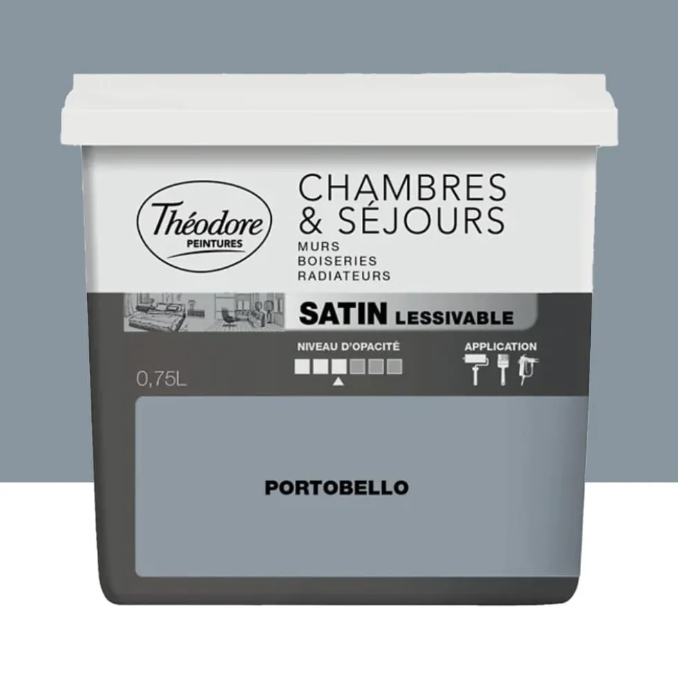 Peinture Chambres & Séjours Théodore Satin lessivable Portobello