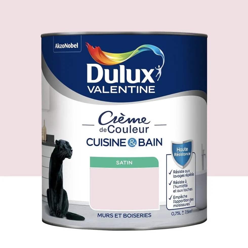 Peinture Cuisine & Bain DULUX VALENTINE Crème de Couleur Bouton de rose