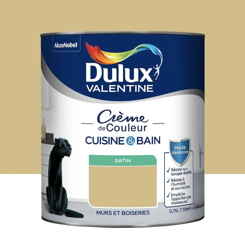 Peinture Cuisine & Bain DULUX VALENTINE Crème de Couleur Jaune safrané