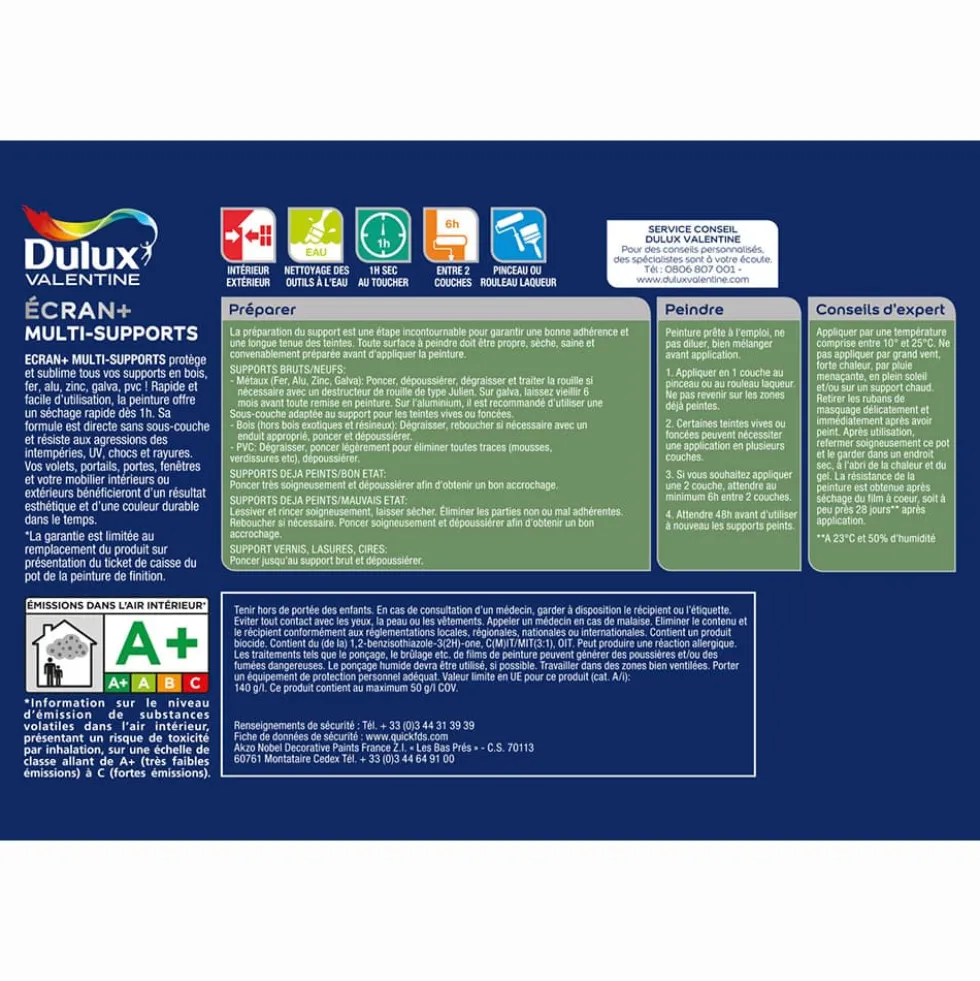 Peinture DULUX VALENTINE Ecran+ Multi-supports Anthracite