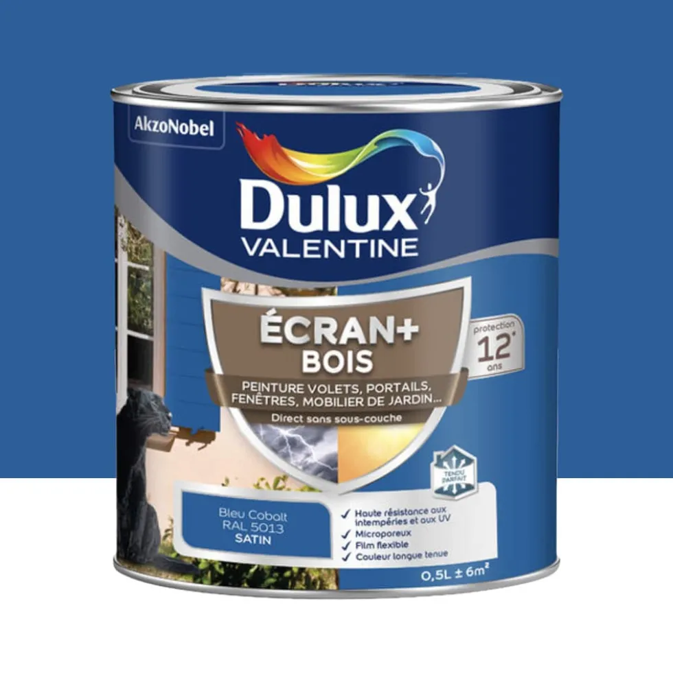Peinture DULUX VALENTINE Ecran+ Bois Bleu cobalt