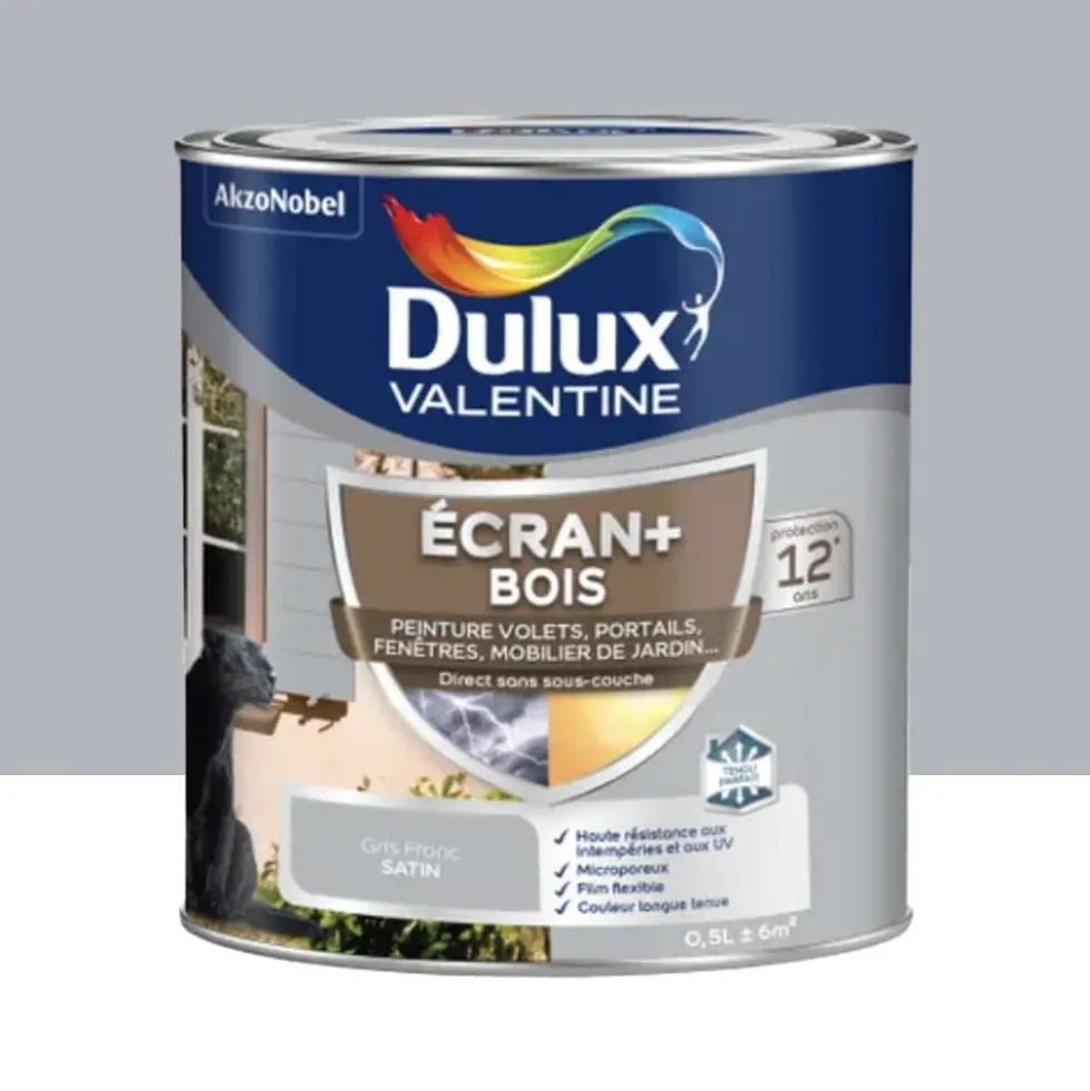 Peinture DULUX VALENTINE Ecran+ Bois Gris franc