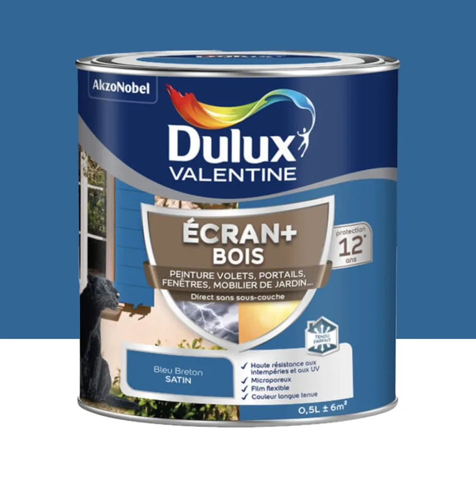 Peinture DULUX VALENTINE Ecran+ Bois Bleu breton