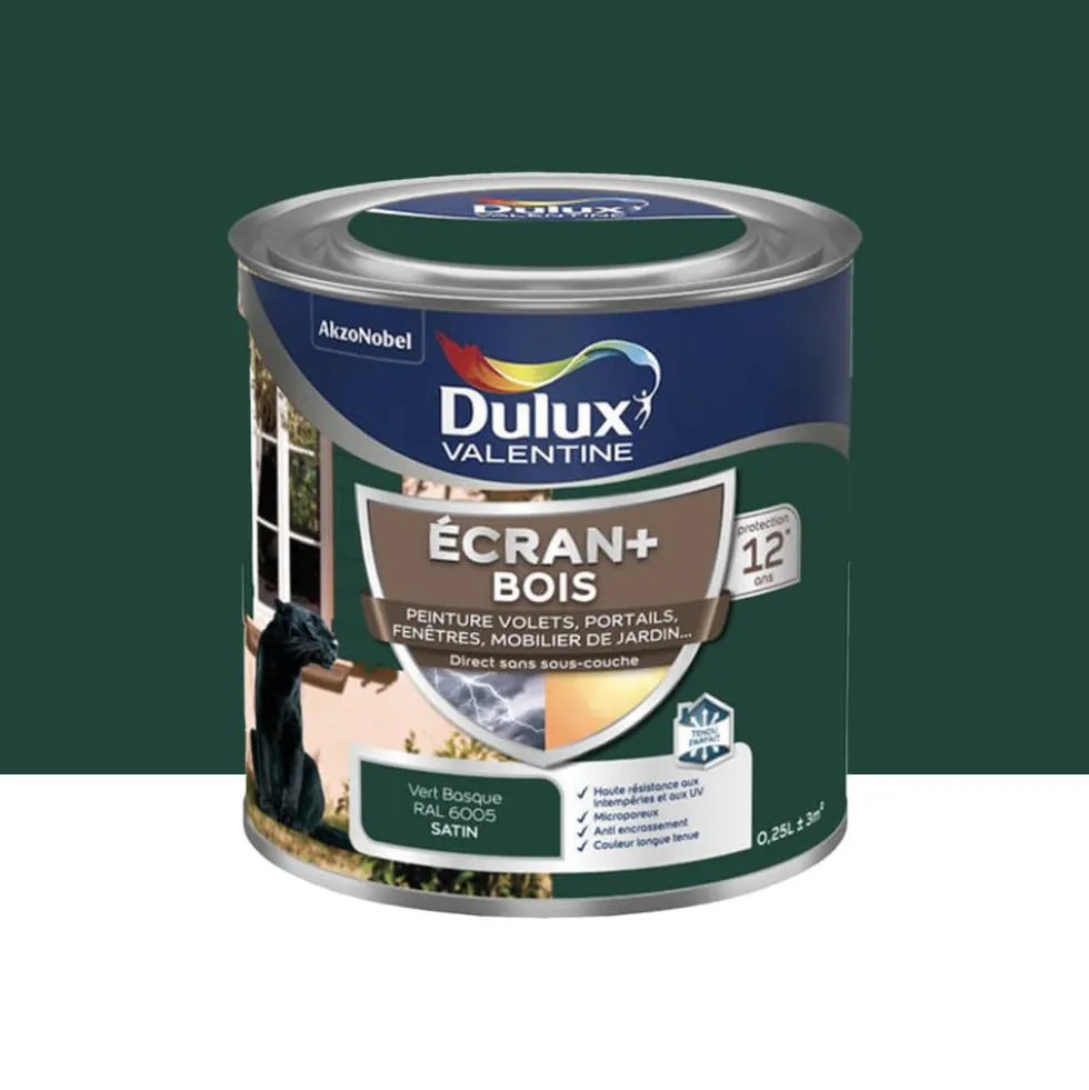 Peinture DULUX VALENTINE Ecran+ Bois Vert Basque