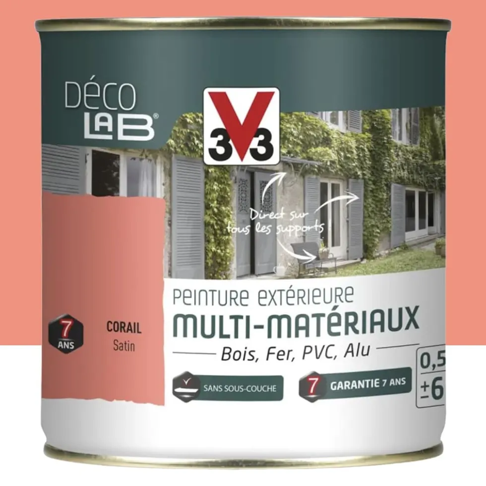 Peinture Extérieure Multi-Matériaux V33 Déco LAB Corail Satin