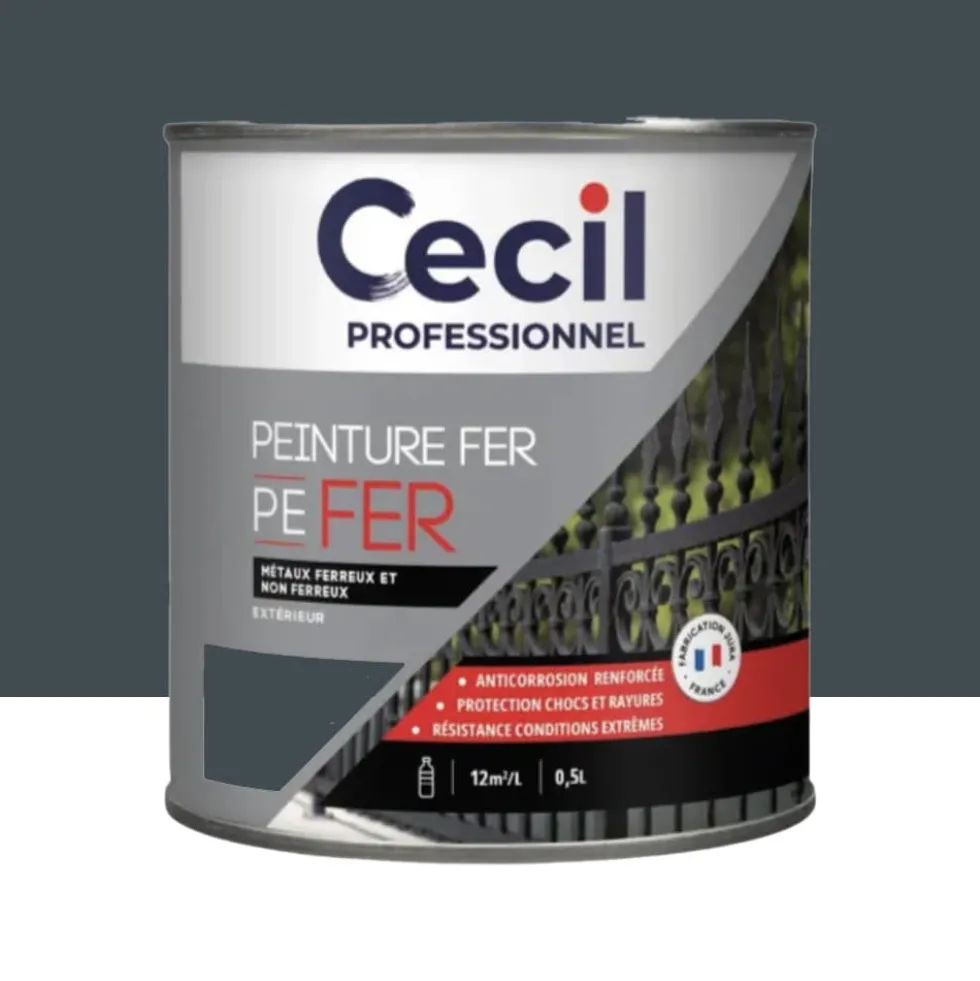 Peinture Fer Glycéro Cécil Professionnel PE FER Bleu gris Brillant