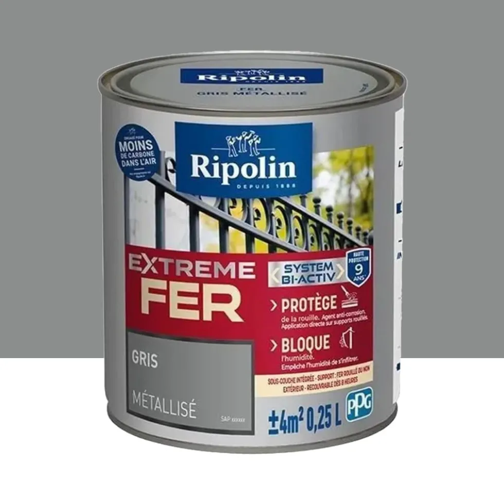 Peinture Fer RIPOLIN Extreme Fer Bi-Activ Gris métallisé