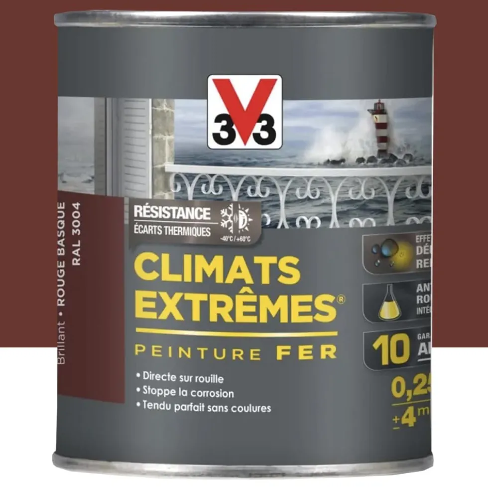 Peinture Fer V33 Climats Extrêmes Rouge Basque Brillant