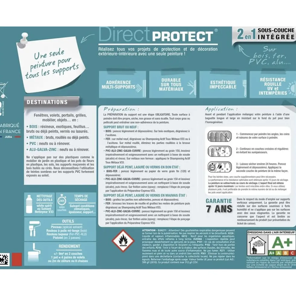 Peinture Glycéro Multi-matériaux V33 Direct Protect Prune