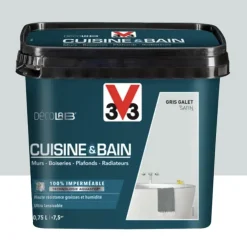 Peinture 100% imperméable Cuisine & bain V33 DécoLAB Gris galet
