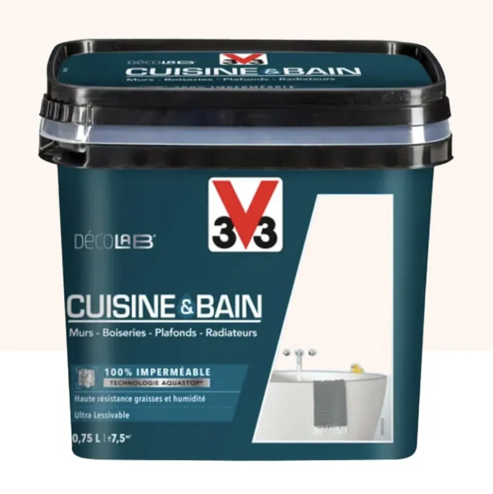 Peinture 100% imperméable Cuisine & bain V33 DécoLAB Rose poudré