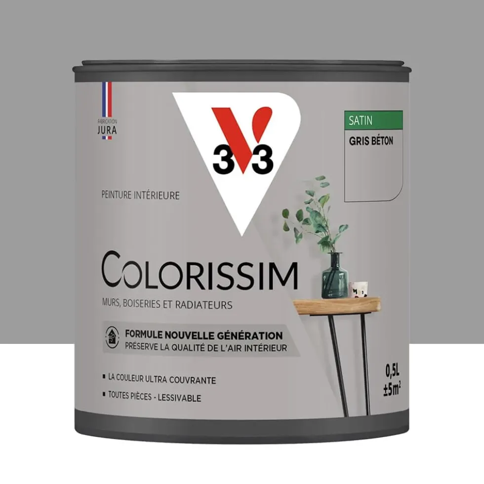 Peinture intérieure V33 Colorissim Satin Gris béton