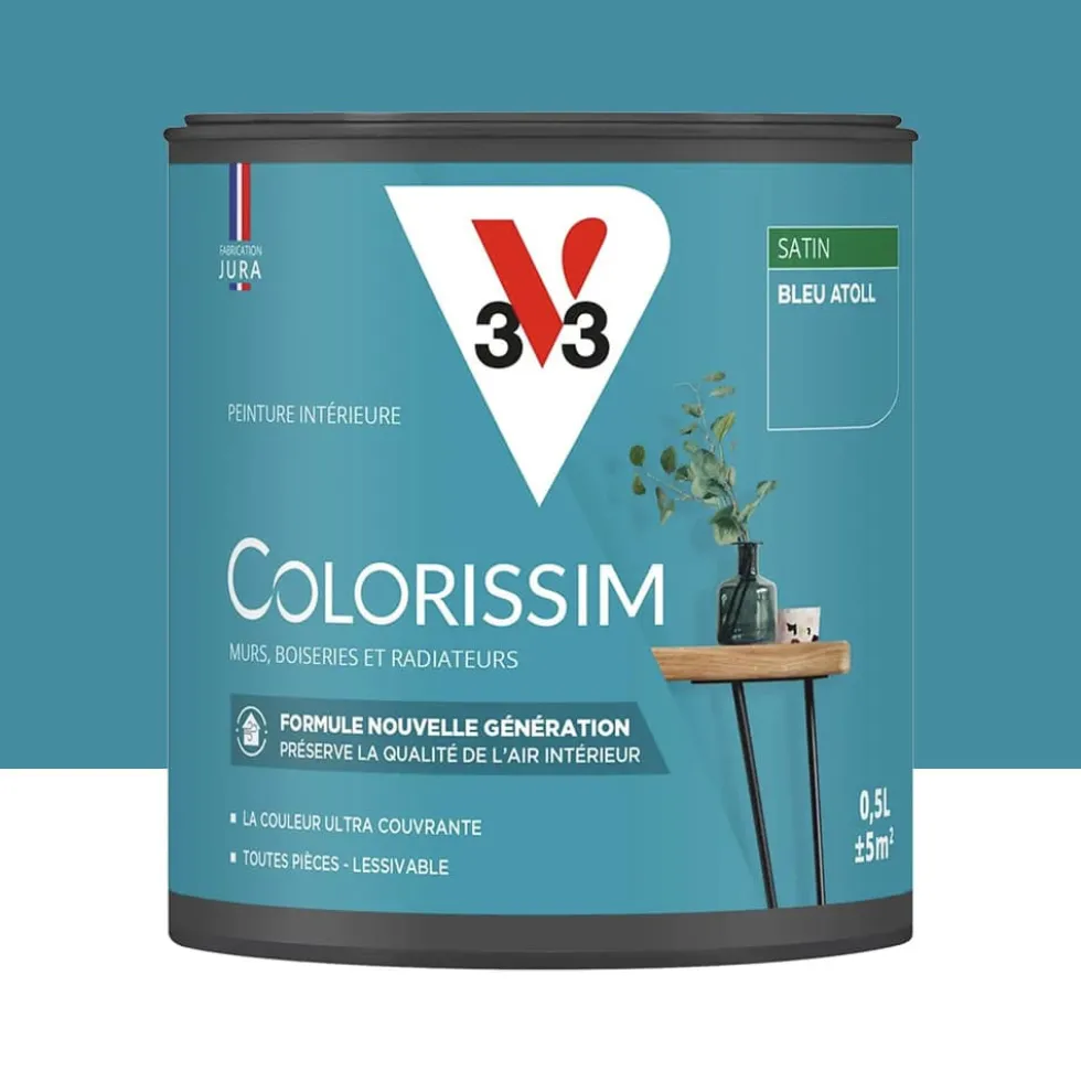 Peinture intérieure V33 Colorissim Satin Bleu atoll
