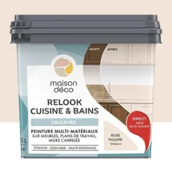 Peinture multi-matériaux sur meubles, plans de travail, murs carrelés MAISON DÉCO Relook Cuisine & Bains Rose poudré