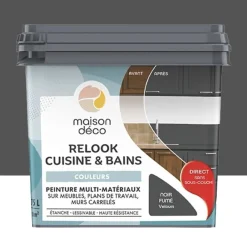 Peinture multi-matériaux sur meubles, plans de travail, murs carrelés MAISON DÉCO Relook Cuisine & Bains Noir fumé