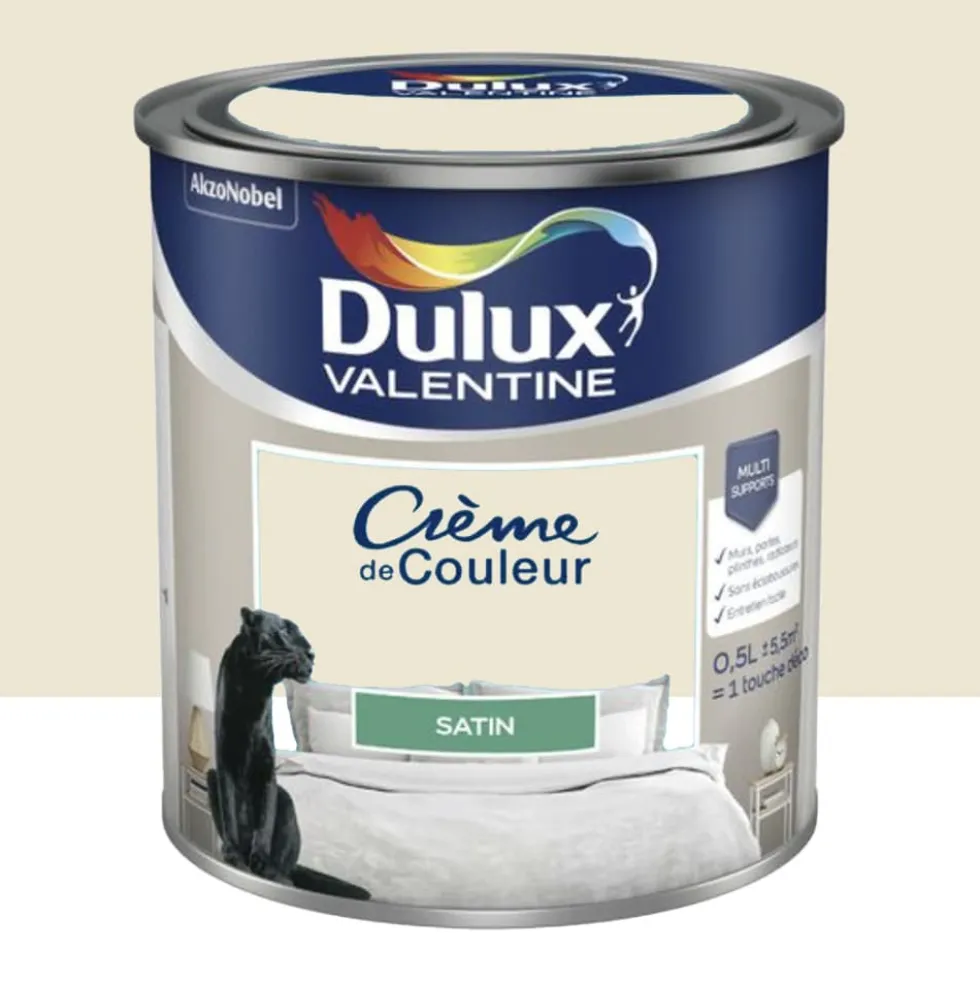 Peinture multi-supports Dulux Valentine Crème de Couleur Satin Zephyr d'ivoire