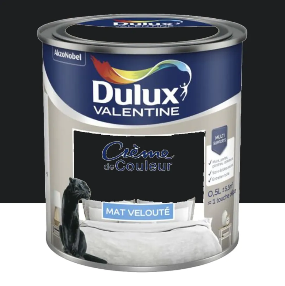Peinture multi-supports Dulux Valentine Crème de Couleur Mat velouté Noir