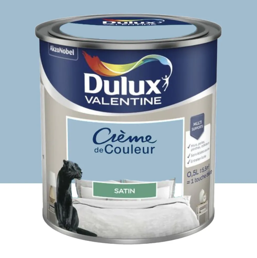 Peinture multi-supports Dulux Valentine Crème de Couleur Satin Bleu céleste