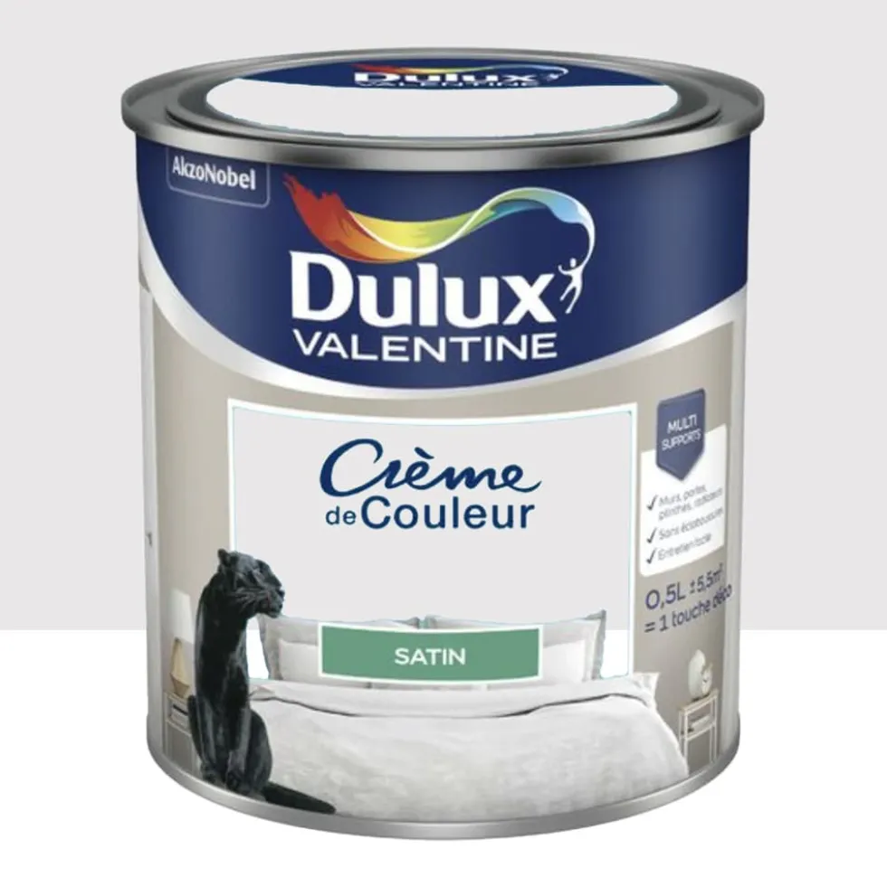 Peinture multi-supports Dulux Valentine Crème de Couleur Satin Matin blanc