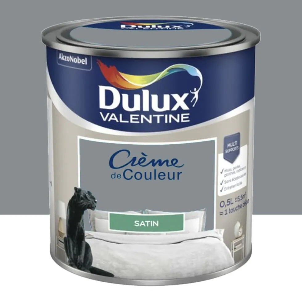 Peinture multi-supports Dulux Valentine Crème de Couleur Satin Gris Building