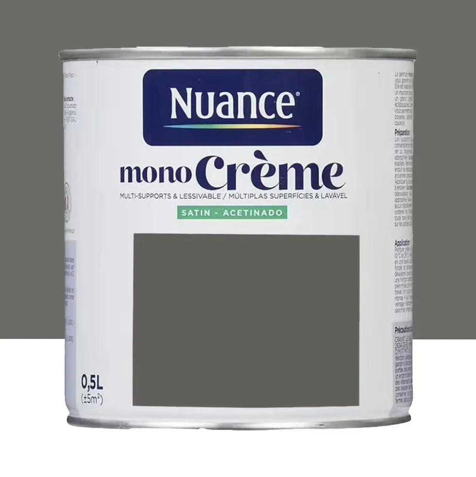 Peinture multi-supports NUANCE MonoCrème Satin Grise mine