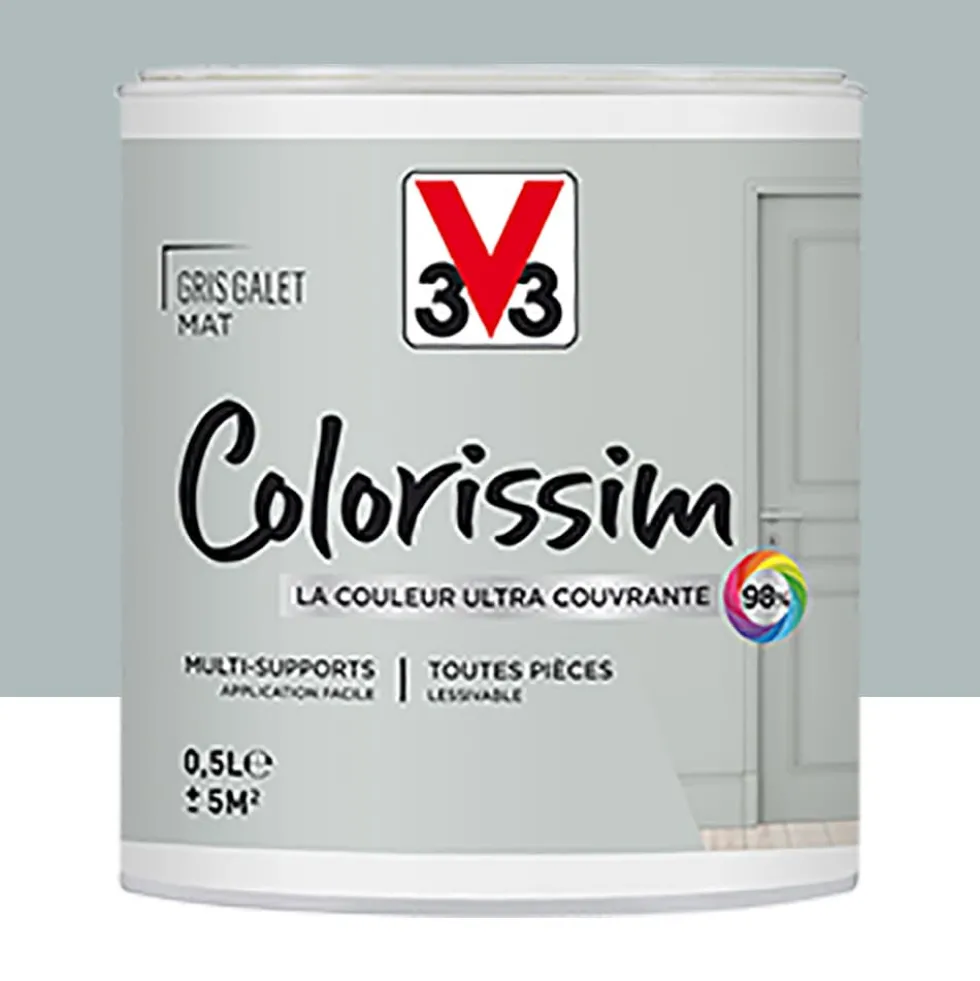 Peinture Multi-supports V33 Colorissim Mat Gris galet