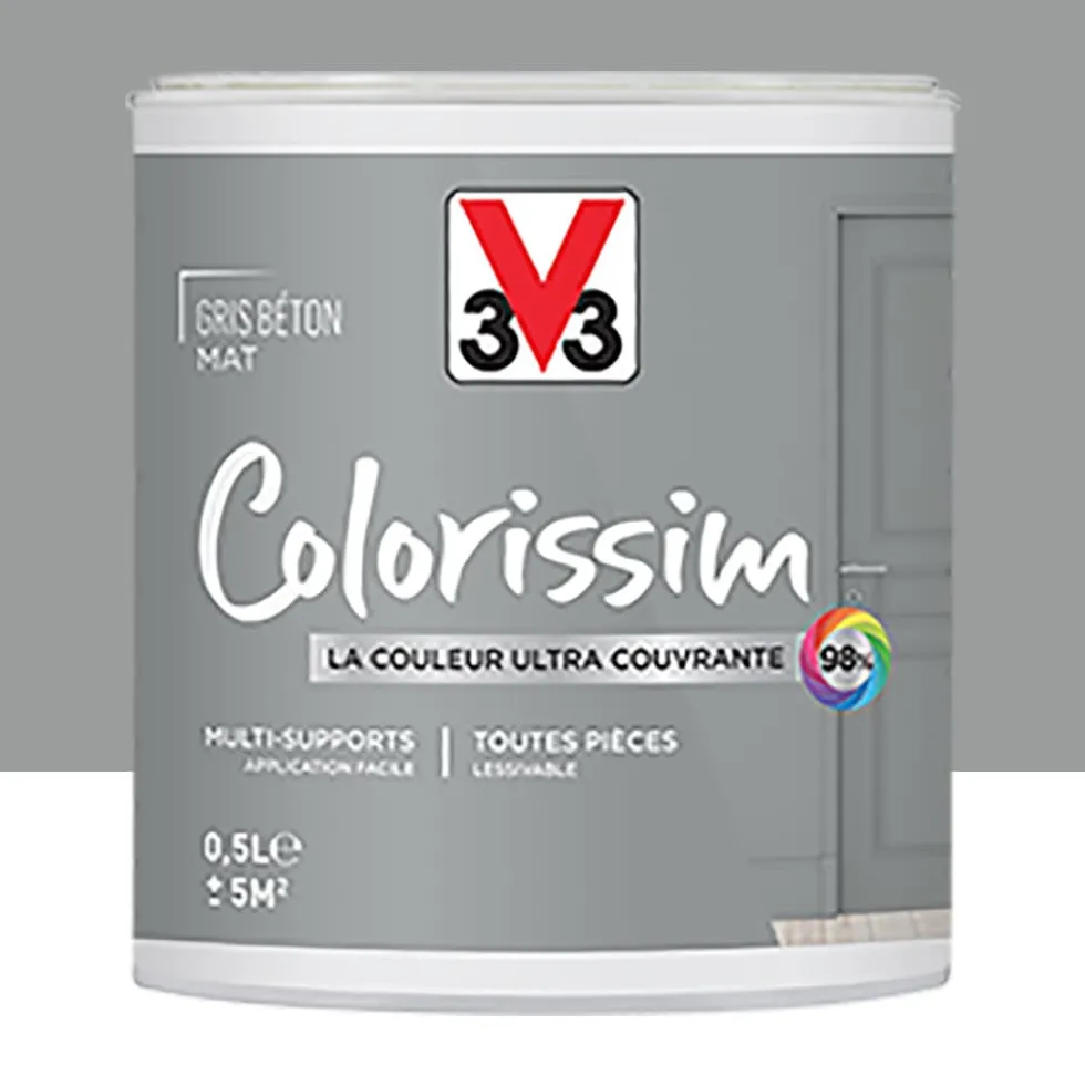 Peinture Multi-supports V33 Colorissim Mat Gris béton